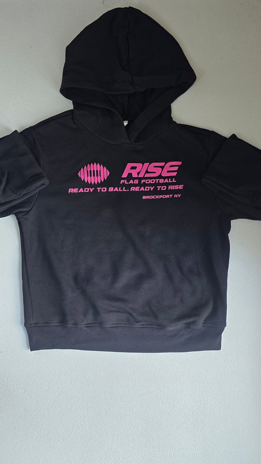 Flag Football Hoodie - RISE Pink Logo - Bella + Canvas 7519 (Women's Pullover)