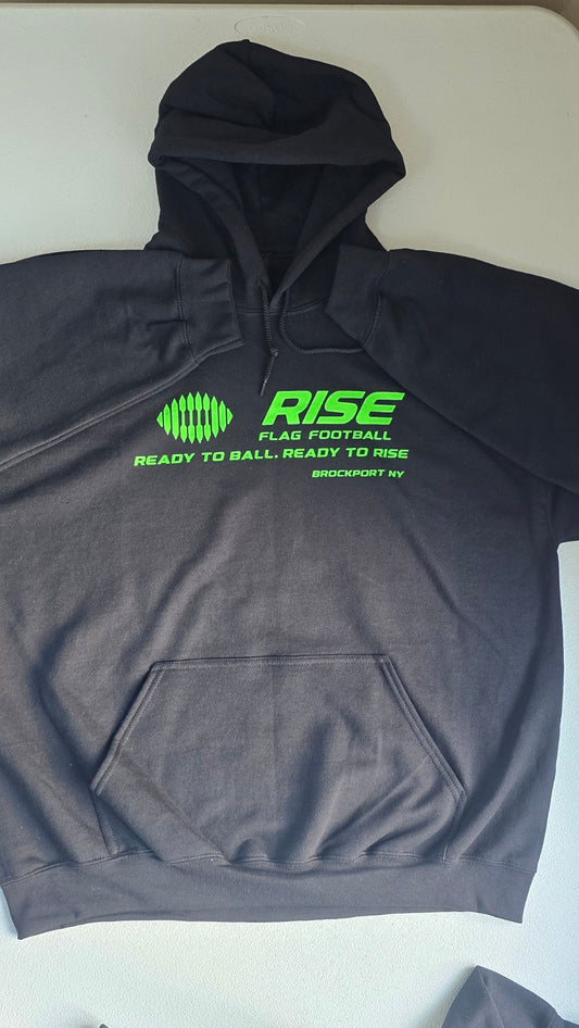 Flag Football Hoodie - RISE Neon Green Logo - Gildan Heavy Blend (Adult)