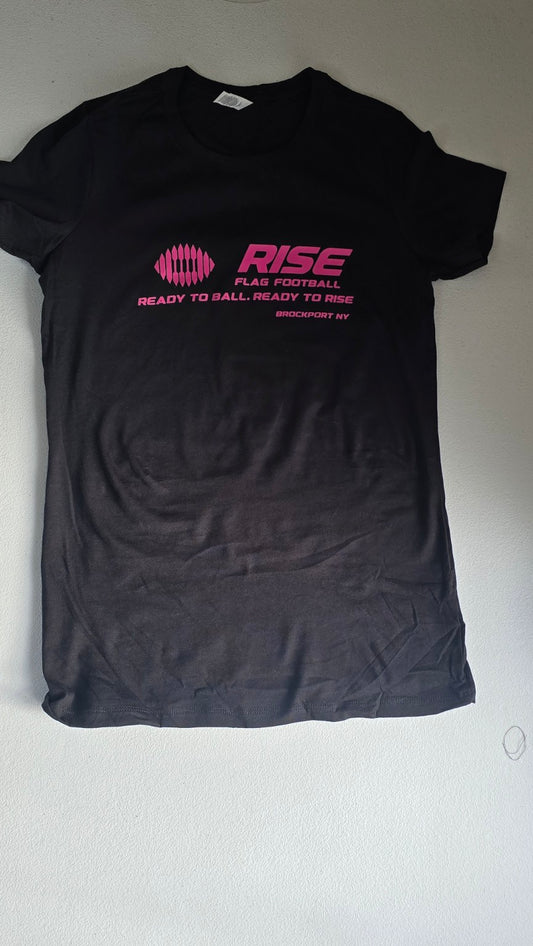 Flag Football T-Shirt - RISE Pink Logo - Bella + Canvas 6004 (Women's Slim Fit)